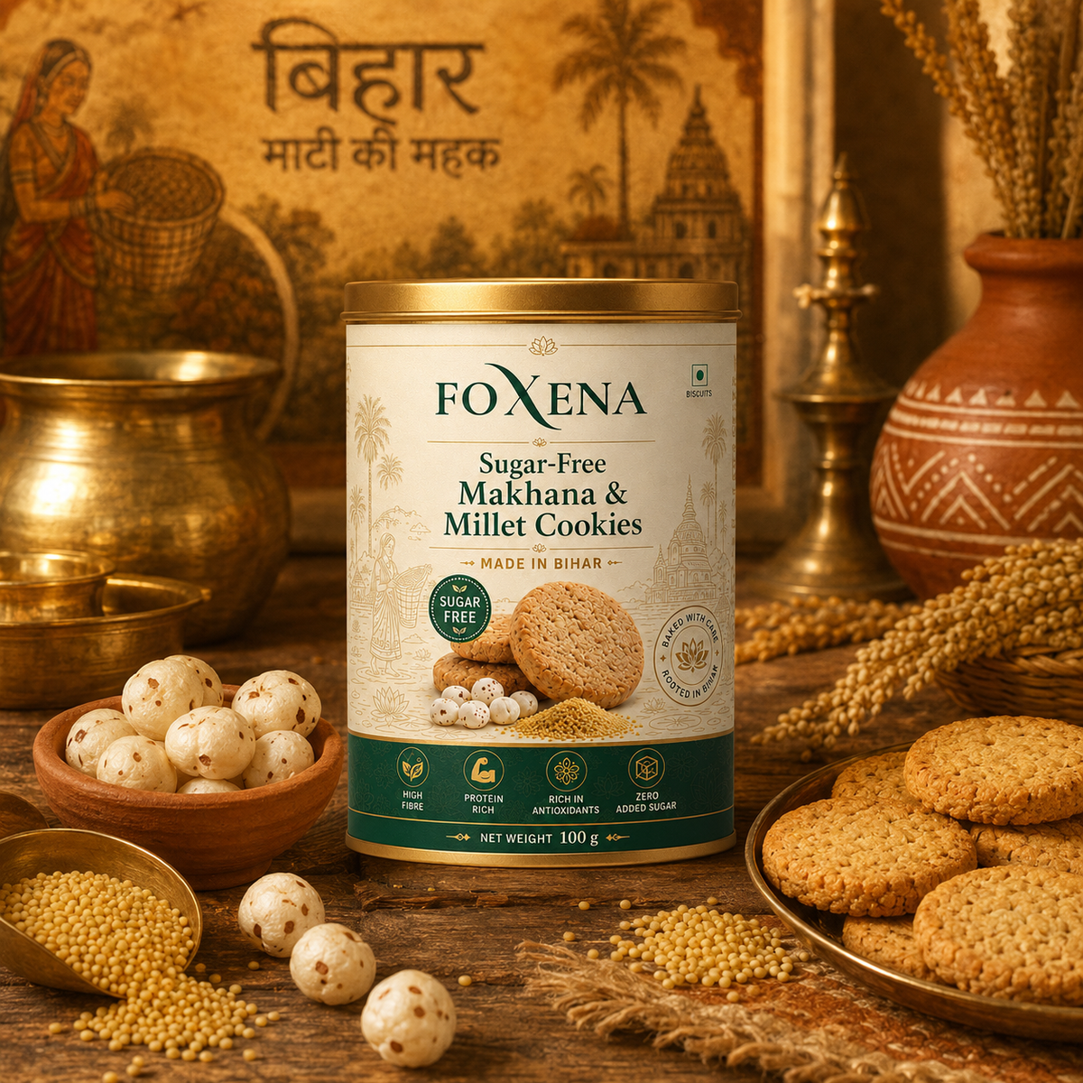 Sugar Free Makhana & Millet Cookies