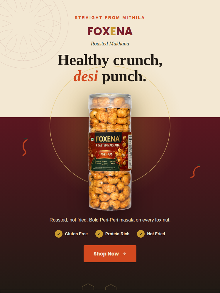 FOXENA Premium Roasted Makhana – Peri-Peri