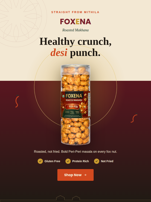 FOXENA Premium Roasted Makhana – Peri-Peri